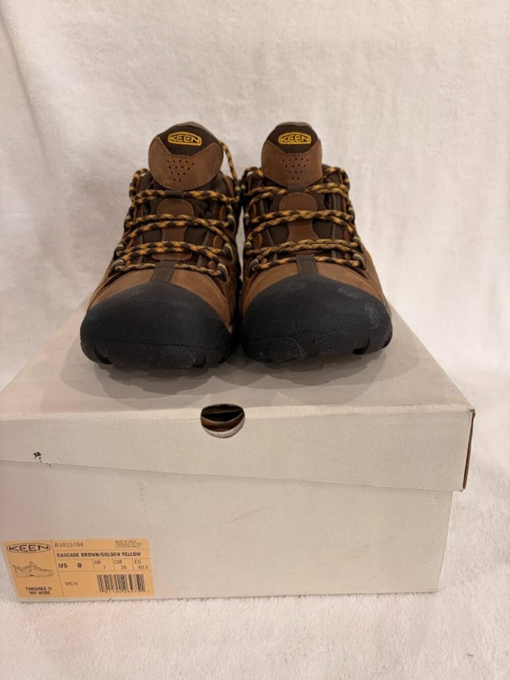 Men's Keen Shoes Targhee II WP Wide Cascade Brown/ Golden Yellow Size 8